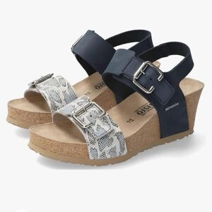 Mephisto Women's Lissandra CORK HEEL COMFORTABLE Sandal Navy 39 new